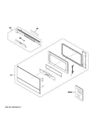 Door Parts Diagram and Parts List for CVM919M2N1S5  General Electric Microwave
