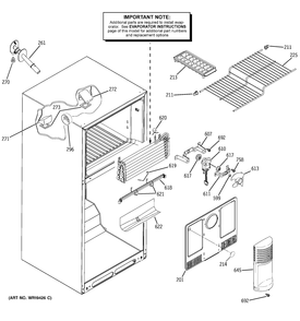 FREEZER SECTION Diagram and Parts List for 38471PBRFRWW  General Electric Refrigerator