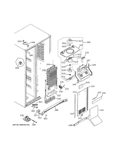 Freezer Section Diagram and Parts List for GSS25IMNZHES  General Electric Refrigerator