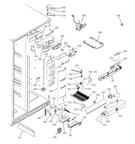 Fresh Food Section Diagram and Parts List for PSS25MCNACC  General Electric Refrigerator