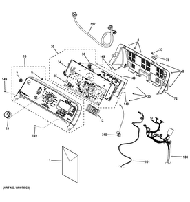 Controls & Backsplash Diagram and Parts List for GHWS8355H1MC  General Electric Washer