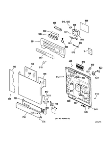 DOOR Diagram and Parts List for 404810  General Electric Dishwasher