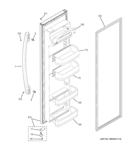 Fresh Food Door Diagram and Parts List for GSS20ETHBBB  General Electric Refrigerator