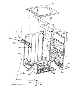 Cabinet Diagram and Parts List for GFDN160GJ0WW  General Electric Dryer