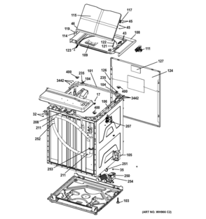CABINET 6 Diagram and Parts List for 2661532211  General Electric Washer