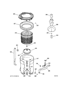 TUB Diagram and Parts List for GWSE5190E1WW  General Electric Washer