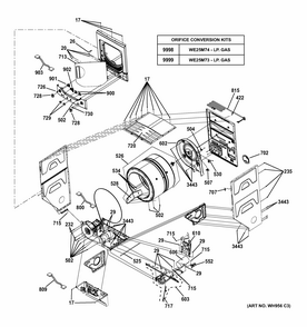 Cabinet 1 Diagram and Parts List for 26715321  Kenmore Washer Dryer Combo