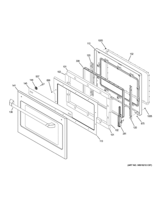 Lower Door Diagram and Parts List for CK7500SH4SS  General Electric Wall Oven