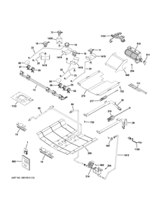 GAS & BURNER PARTS Diagram and Parts List for JGS760BEL1TS  General Electric Range