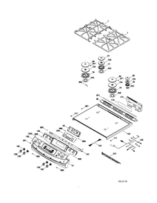 CONTROL PANEL & COOKTOP Diagram and Parts List for P2S968SER2SS  General Electric Range