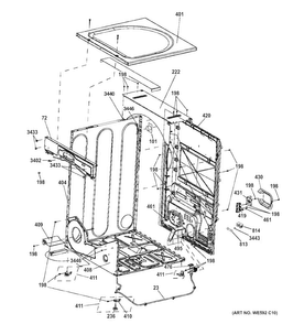 Cabinet & Top Panel Diagram and Parts List for GFDS170EH0WW  General Electric Dryer