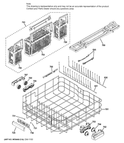 LOWER RACK ASSEMBLY Diagram and Parts List for ZDT975SSJ0SS  General Electric Dishwasher