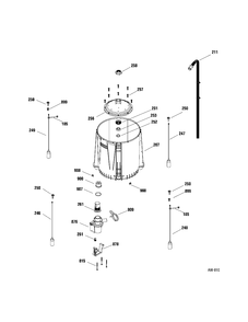 TUB & PUMP Diagram and Parts List for MHDSR165F00WW  General Electric Washer