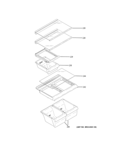 Fresh Food Shelves Diagram and Parts List for GIE18GSNGRSS  General Electric Refrigerator