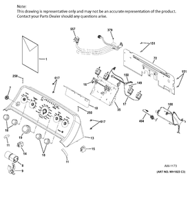 CONTROLS & BACKSPLASH Diagram and Parts List for GTW460AMJ5WW  General Electric Washer