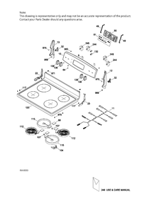 CONTROL PANEL & COOKTOP Diagram and Parts List for JCB635DJ1WW  General Electric Range