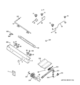Gas & Burner Parts Diagram and Parts List for JGBS60DLF1WW  General Electric Range