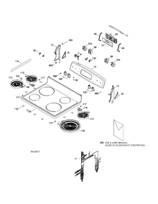 CONTROL PANEL & COOKTOP Diagram and Parts List for JCBP70SP2SS  General Electric Range
