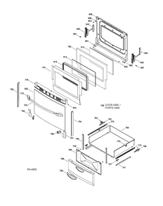 DOOR & DRAWER PARTS Diagram and Parts List for JCAP760BM2BB  General Electric Range