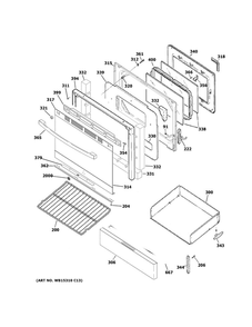 Door And Drawer Parts Diagram and Parts List for JGB645SEK3SS  General Electric Range