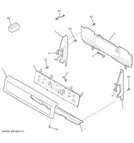 Control Panel Diagram and Parts List for PB911EJ3ES  General Electric Range