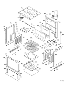 BODY PARTS Diagram and Parts List for JCBP35DP3BB  General Electric Range