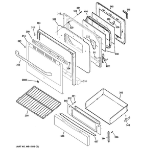 Door & Drawer Parts Diagram and Parts List for JGB640SEF5SS  General Electric Range