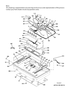 GAS & BURNER PARTS Diagram and Parts List for ZGU385NSM3SS  General Electric Range
