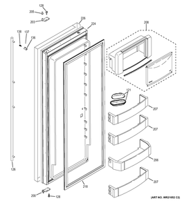 FRESH FOOD DOOR Diagram and Parts List for ZIS480NXD  General Electric Refrigerator
