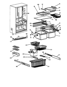 Shelves Diagram and Parts List for PDS18LMAWW  General Electric Refrigerator