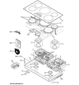 Control Panel & Cooktop Diagram and Parts List for PHP9036DJ1BB  General Electric Cooktop