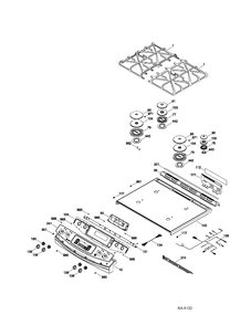 CONTROL PANEL & COOKTOP Diagram and Parts List for PGS968SER2SS  General Electric Range