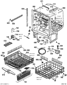 BODY PARTS Diagram and Parts List for GSD5310D00BB  General Electric Dishwasher