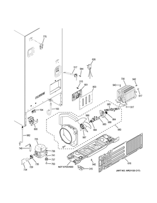 Machine Compartment Diagram and Parts List for GDE25ESKGRSS  General Electric Refrigerator