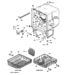 Body Parts Diagram and Parts List for GSD2700G20BB  General Electric Dishwasher