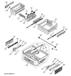 Freezer Shelves Diagram and Parts List for CYE23TSDDSS  General Electric Refrigerator