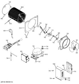 MACHINE COMPARTMENT Diagram and Parts List for ZIC360NHCLH  General Electric Refrigerator