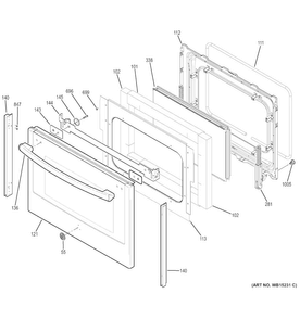 Lower Door Diagram and Parts List for PB950SF2SS  General Electric Range