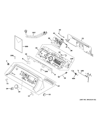 Controls & Backsplash Diagram and Parts List for GTW845CPN0DG  General Electric Washer