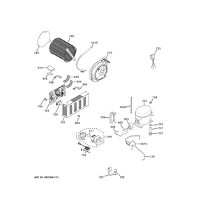 Machine Compartment Diagram and Parts List for CSB48YP2NMS1  General Electric Refrigerator