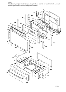 DOOR & DRAWER Diagram and Parts List for JCB860DJ1WW  General Electric Range