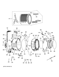 Tub And Motor Diagram and Parts List for PFW955SPW0DS  General Electric Washer