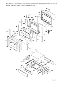 DOOR & DRAWER Diagram and Parts List for CCS975SD1SS  General Electric Range