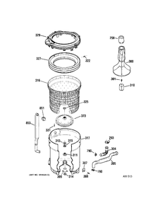 TUBS Diagram and Parts List for HNXRP070D0WW  General Electric Washer