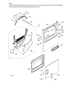 FRONT PANEL & DOOR Diagram and Parts List for GCMX180ED4WW  General Electric Dryer