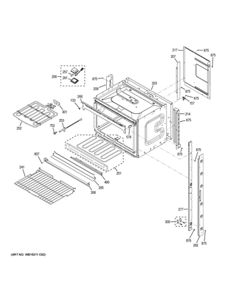 Upper Oven Diagram and Parts List for JK3500DF6WW  General Electric Wall Oven