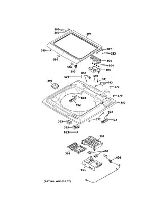 Top Panel & Lid Diagram and Parts List for GTW680BPL2DG  General Electric Washer