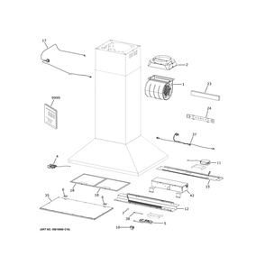 Range Hood Diagram and Parts List for ZVIS361SR1SS  General Electric Range Hood