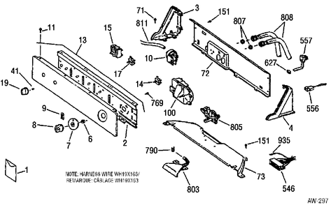 CONTROL PANEL Diagram and Parts List for GNSR2140A0WW  General Electric Washer