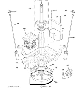 Suspension, Pump & Drive Components Diagram and Parts List for HTWP1400F2WW  Hotpoint Washer